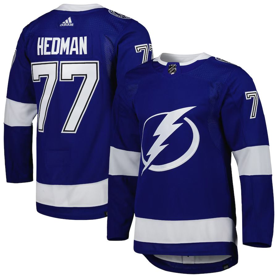 Men Tampa Bay Lightning 77 Victor Hedman adidas Blue Home Primegreen Authentic Pro Player NHL Jersey